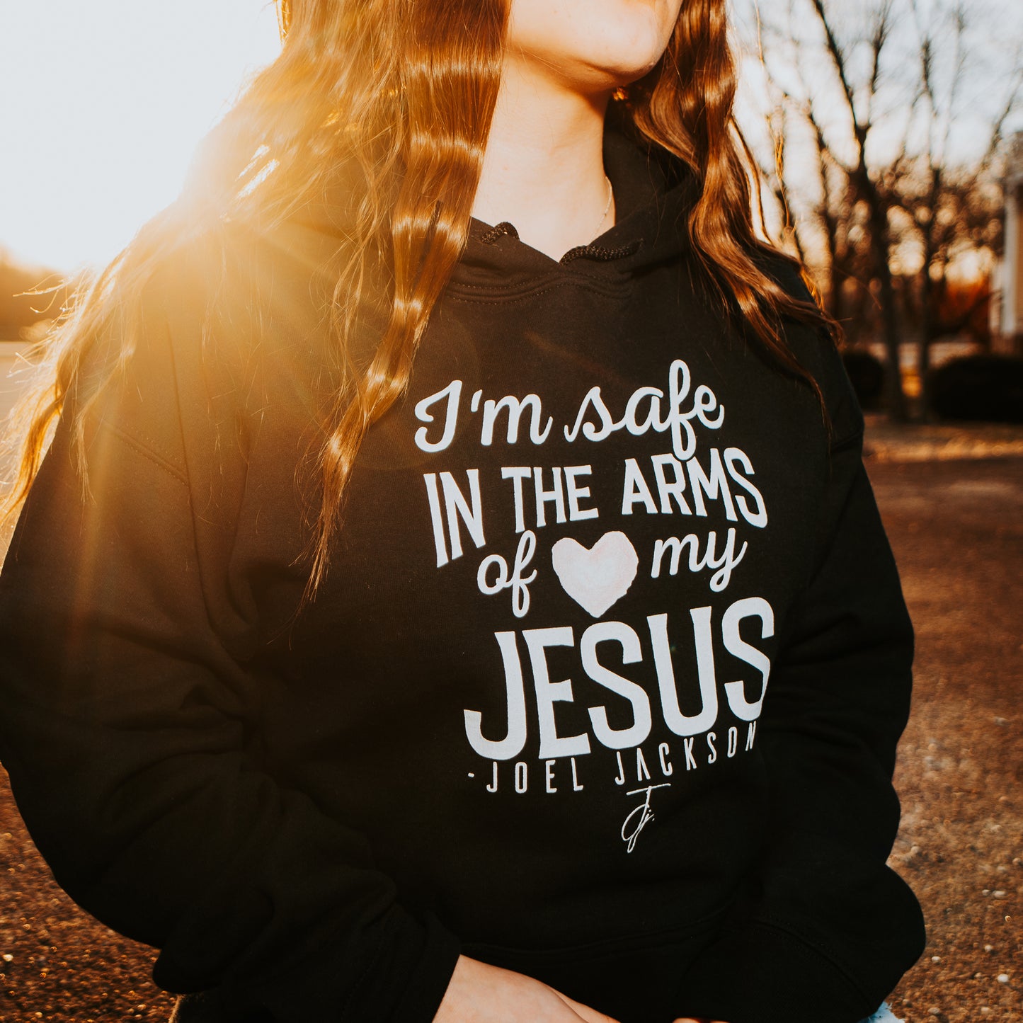 Arms of Jesus Black Hoodie Women's