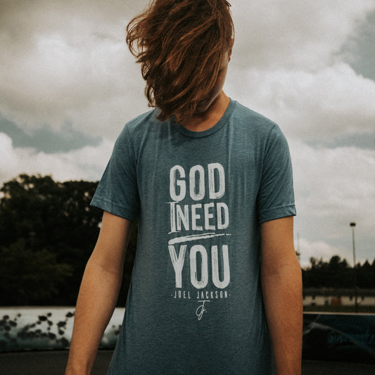 God I Need You Light Blue T Men's